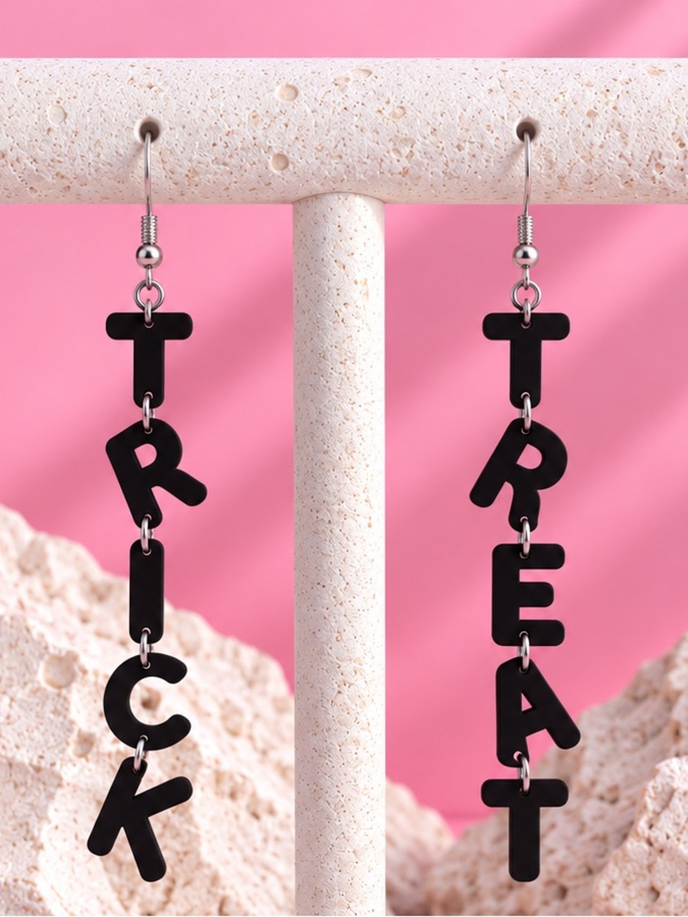 'TRICK' & 'TREAT' Drop Letter Dangles — Halloween — Handmade Earrings